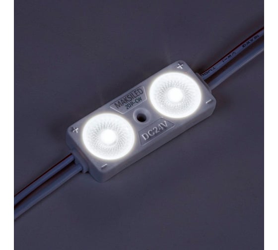 Изображение товара Светодиодный модуль MAKSILED 20 шт, 0,96Вт/0,48Вт, 24В, IP65, 2smd 2835, 170лм/90лм, холодный белый, ML-M2DP-L-2835-CW-24V