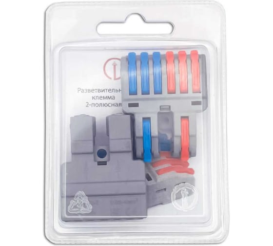 Изображение товара Разветвительная клемма DORI СМК 422-6 двухполюсная, 2 шт в блистере 50784