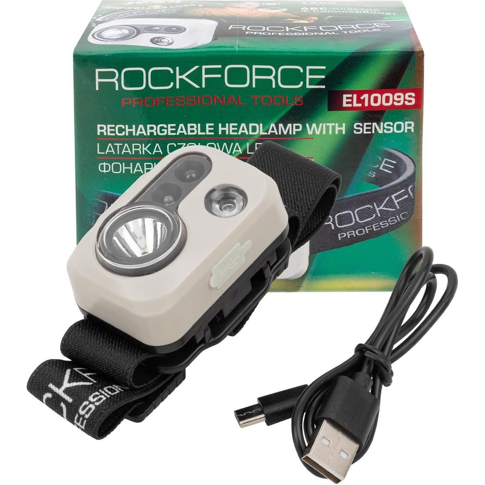 Изображение товара Аккумуляторный налобный светодиодный фонарь Rockforce RF-EL1009S 300 Лм