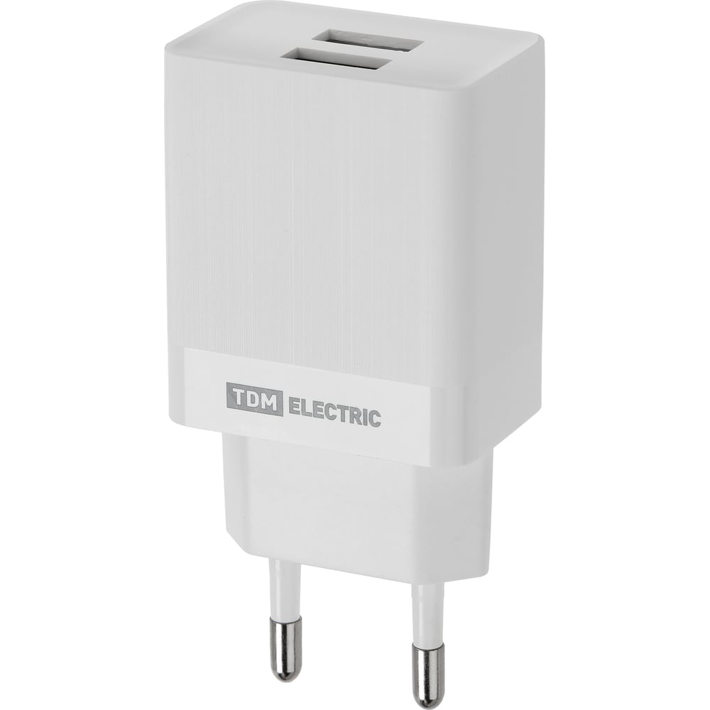Изображение товара Сетевое зарядное устройство TDM ELECTRIC с Quick Charge 3.0, 2 USB, 3 А, белое