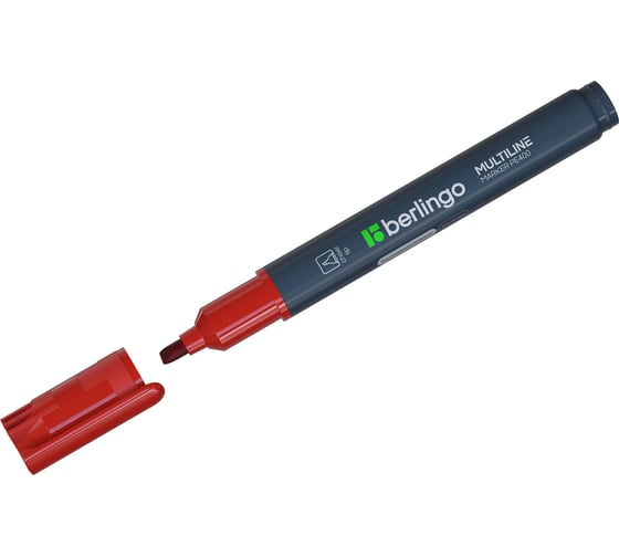 Изображение товара Маркер перманентный Berlingo "Multiline PE400" красный, скошенный, 0,5-4мм, 12 шт. BMc_04603