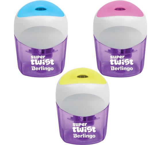 Изображение товара Пластиковая точилка BERLINGO SuperTwist 1 отверстие, контейнер, ассорти, блистер BBp_15006