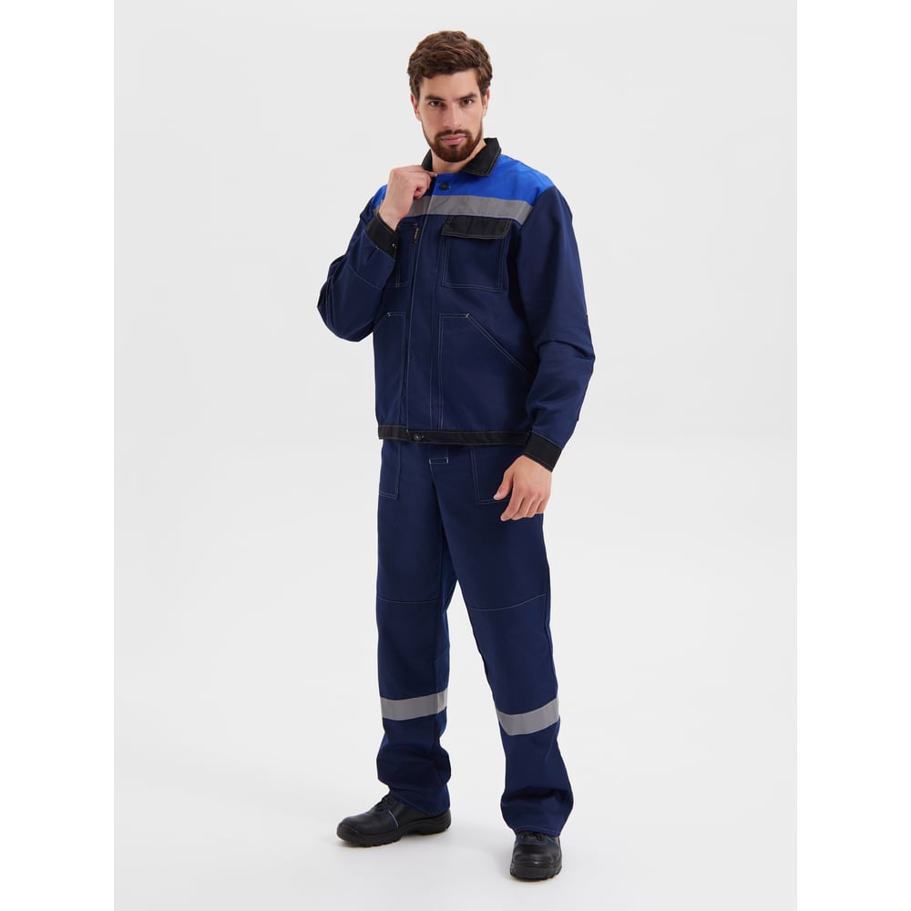 Костюм РАССО Корпус куртка+брюки, смесовая 65/35, плотность 240 г/м2, синий/черный/василек, р.44-46/170-176 77249 (44/170)