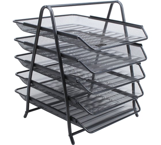 Изображение товара Горизонтальный лоток для бумаг BERLINGO Steel&Style 5 секций, металл, черный BMs_41052