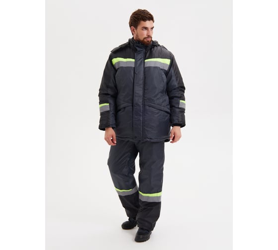Изображение товара Костюм утепленный РАССО Градус куртка+полукомбинезон, оксфорд, темно-серый/черный/лимон, р.52-54/170-176 76139 (52/170)