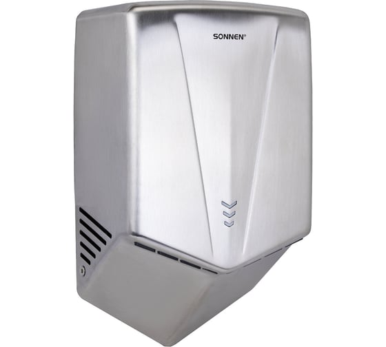 Изображение товара Сушилка для рук высокоскоростная SONNEN АНТИВАНДАЛ K2022A, 1300Вт, 150м/с, IPX1, 72дБ, метал, 607191