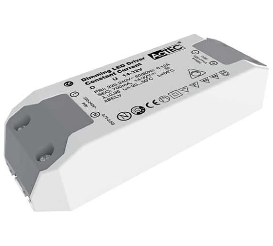 Изображение товара Блок питания AcTEC 20-44В, 22Вт, IP20, 0,5A, диммируемый, Triac, 127x44x28мм, D50022U
