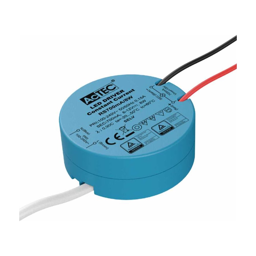 Изображение товара Блок питания AcTEC 2-13В, 9Вт, IP20, 0,7A, d53xh22мм, RS700mA/9W