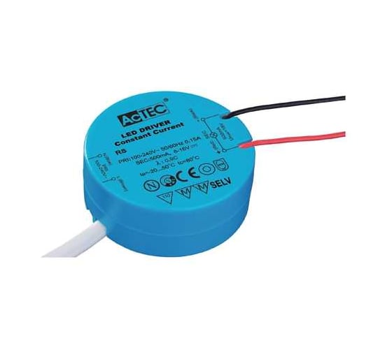 Изображение товара Блок питания AcTEC 2-18В, 9Вт, IP20, 0,5A, d53xh22мм, RS500mA/9W