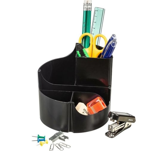 Изображение товара Настольный пластиковый набор Attache Оптима 14 предметов черный 6 отделений вращающийся 1202377