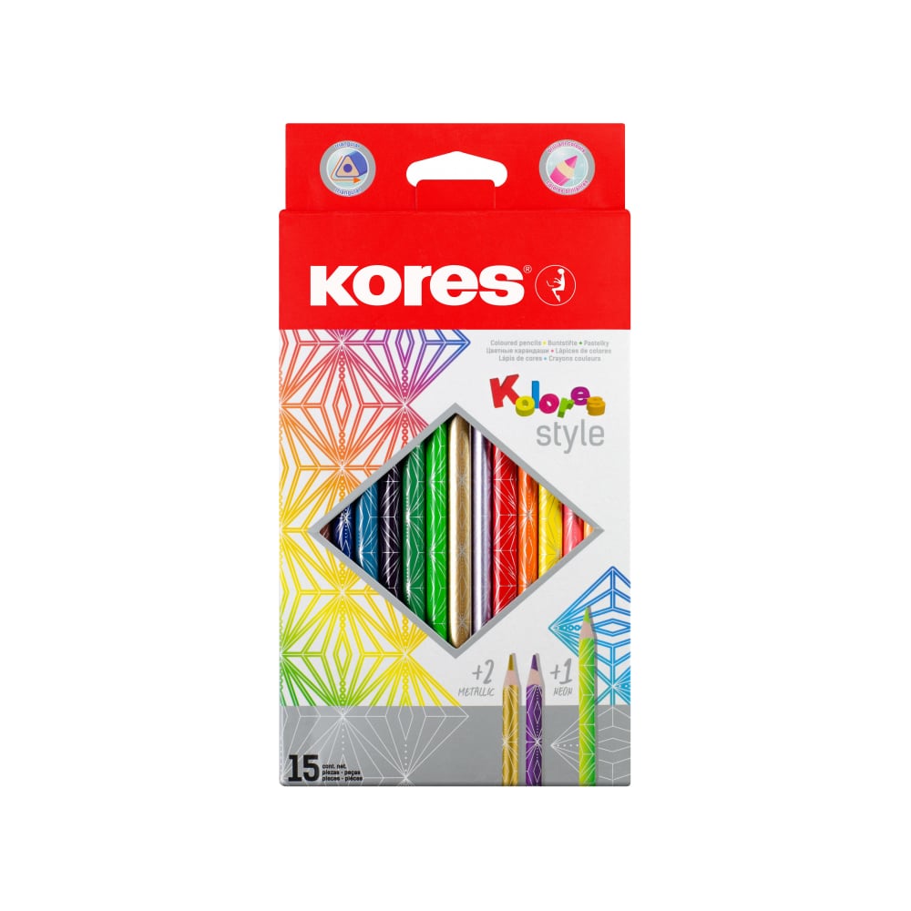 Трехгранные цветные карандаши Kores карандаши 12 цветов calligrata заточенные трехгранные пластиковые эконом картонная упаковка европодвес