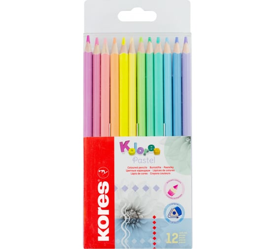 Изображение товара Цветные карандаши Kores 12 цветов, трехгранные 1311705