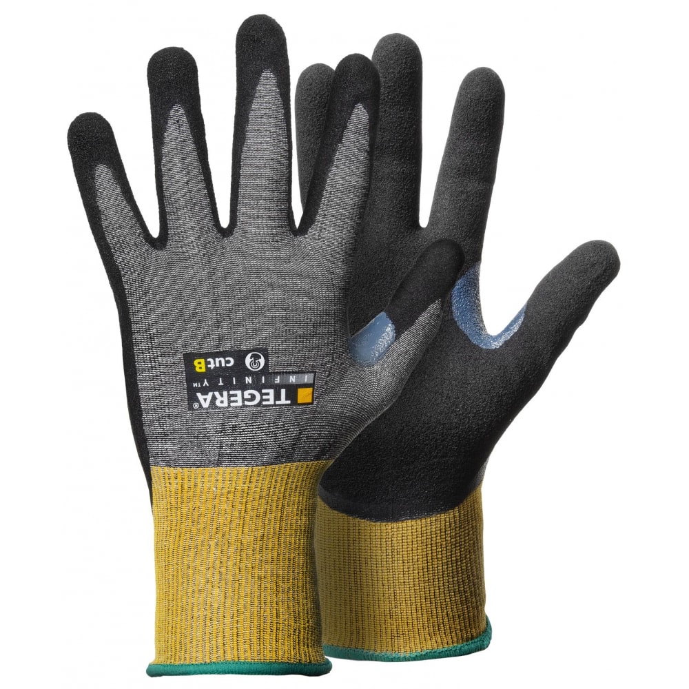 Купить Нитриловые рабочие перчатки для защиты от порезов TEGERA, cat B, черный/серый/желтый/синий, нитриловая пена, полиуретан на водной основе, нейлон