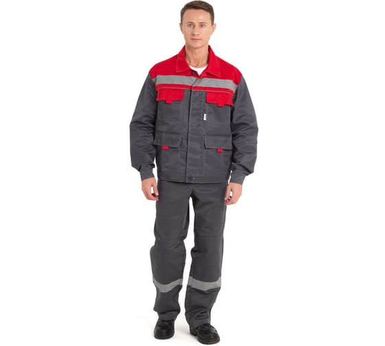 Изображение товара Костюм РАССО "Нова" КУРТКА+БРЮКИ, цв. сер/красн., р.44-46/170-176 75667 (44/170)