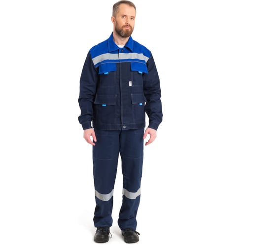 Изображение товара Костюм РАССО "Нова" куртка+БРЮКИ, цв. т.синий/василек, тк. 80/20 пл. 260, р.68-70/194-200 76448 (68/194)