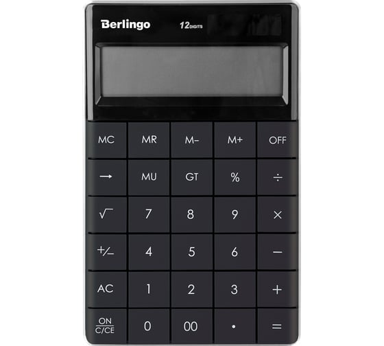 Изображение товара Настольный калькулятор BERLINGO Power TX 12 разрядов, двойное питание, антрацит CIA_100