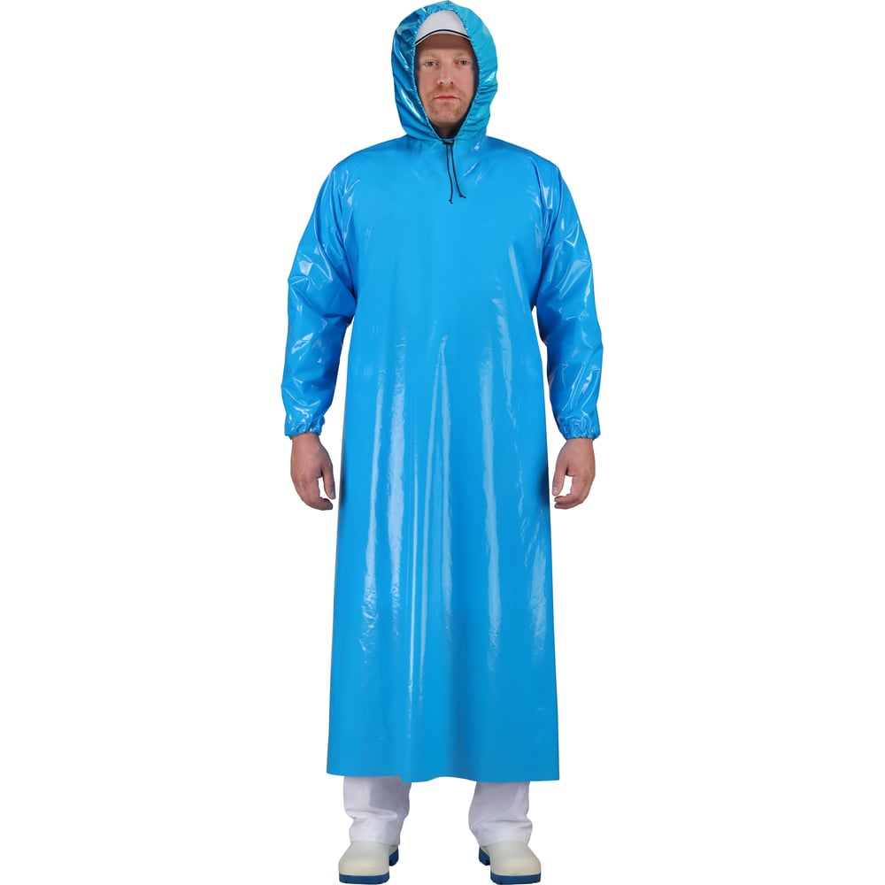 Изображение товара Халат POLYPRO голубой с капюшоном для универсального ношения