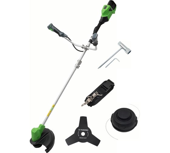 Изображение товара Аккумуляторный бесщеточный триммер TRUEGREEN 2х20 В без аккумулятора и ЗУ, леска/нож TG8A228