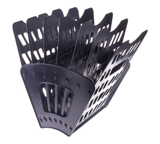 Изображение товара Веерный лоток для бумаг Стамм 7-ми секционный, черный ЛТ41