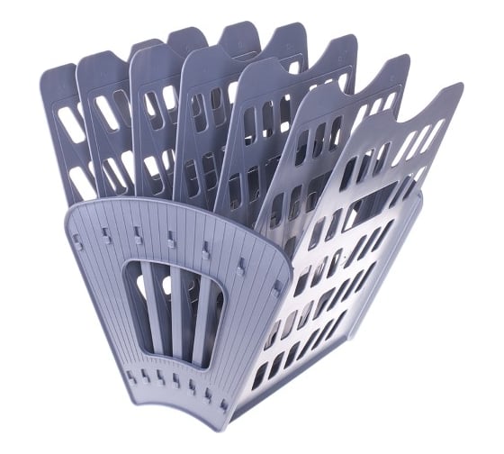 Изображение товара Веерный лоток для бумаг Стамм 7-ми секционный, серый ЛТ40