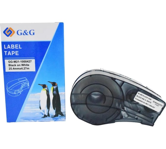 Изображение товара Картридж ленточный G&G GG-M21-1000427 черный на белом 25.4x4.27 для Brady BMP21-PLUS, BMP21, BMP21-L 2073219