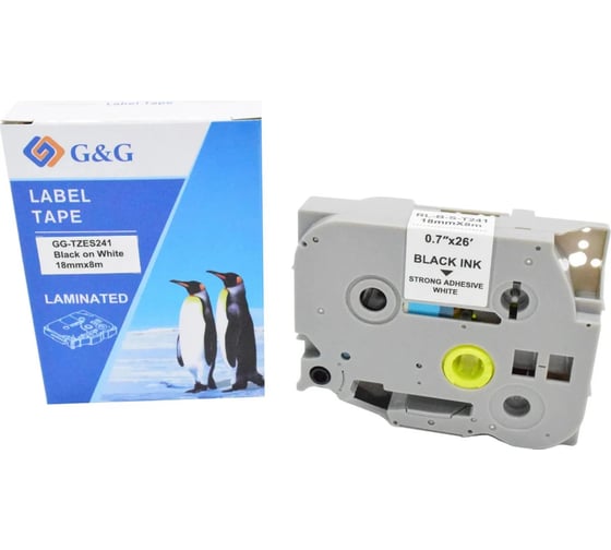 Изображение товара Картридж ленточный G&G GG-TZES241 черный на белом 18x8 для Brother 1230/1280/1280VP/2700VP 2073257