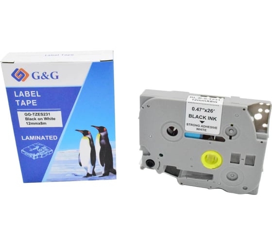 Изображение товара Картридж ленточный G&G GG-TZES231 черный на белом 12x8 для Brother 1010/1280/1280VP/2700VP 2073224