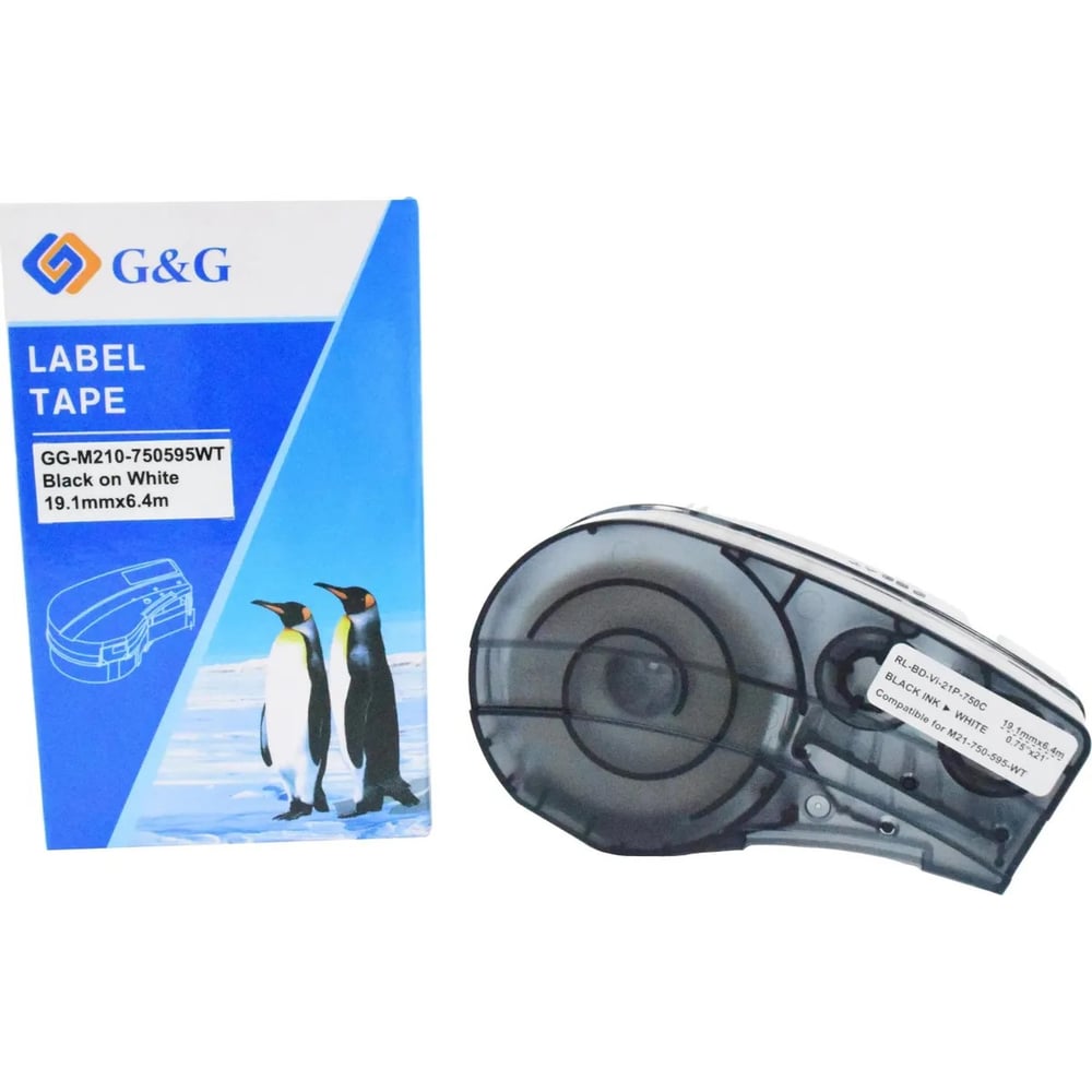 Изображение товара Картридж ленточный G&G GG-M210-750595WT черный на белом для Brady M210 M211