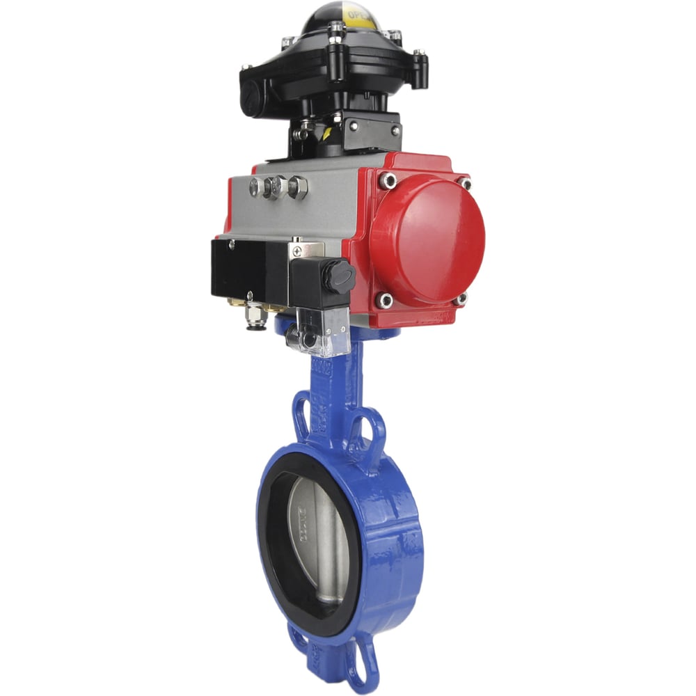 Изображение товара Затвор DN.ru WCB-316L-NBR Ду65 Ру16 с пневмоприводом профессиональный дисковый стальной