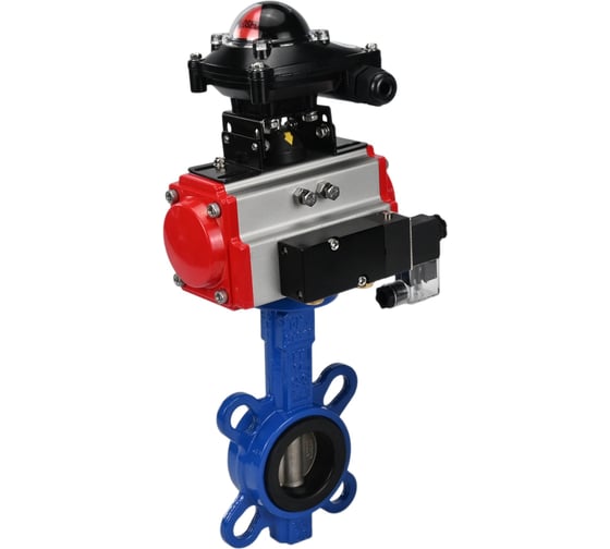 Изображение товара Затвор DN.ru GGG50-GGG40-EPDM Ду40 Ру16 с пневмоприводом, пневмораспределителем, БКВ D050-00234