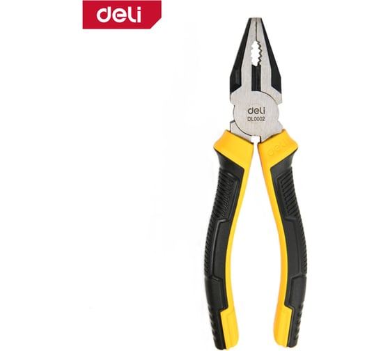 Изображение товара Комбинированные плоскогубцы DELI 180мм DL0002 двухкомпонентная прорезиненная рукоять 179426