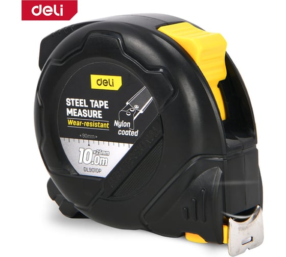 Изображение товара Профессииональная рулетка с двойным стопором DELI 10м х 25мм DL9010P 178666
