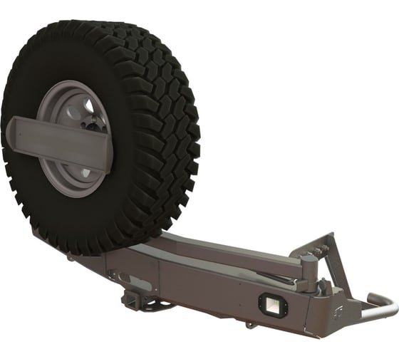 Изображение товара Бампер силовой задний STC L200 2015-2018/Fiat Fullback с квадратом под фаркоп, площадкой под лебедку, кронштейном запасного колеса по центру, кронштейном гос номера и фарами заднего хода/ПТФ STC-ML200/15-BR-W-C1-L2