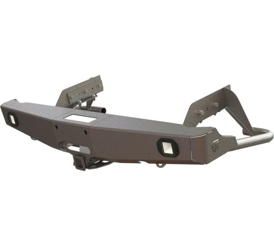 Изображение товара Бампер силовой задний STC L200 2015-2018/Fiat Fullback с квадратом под фаркоп, площадкой под лебедку и фарами заднего хода/ПТФ STC-ML200/15-BR-W-L2