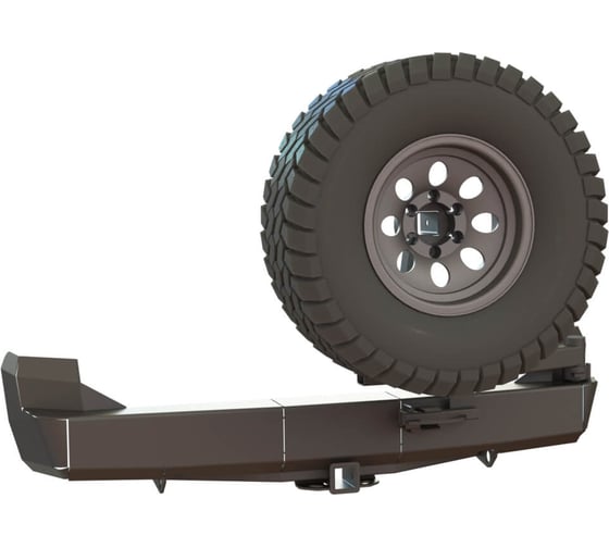 Изображение товара Бампер силовой задний STC Mitsubishi Pajero Sport 1996-2008 с квадрат под фаркоп, кронштейном крепления запасного колеса по центру и кронштейном крепления гос номера STC-MPS1-BR-C1