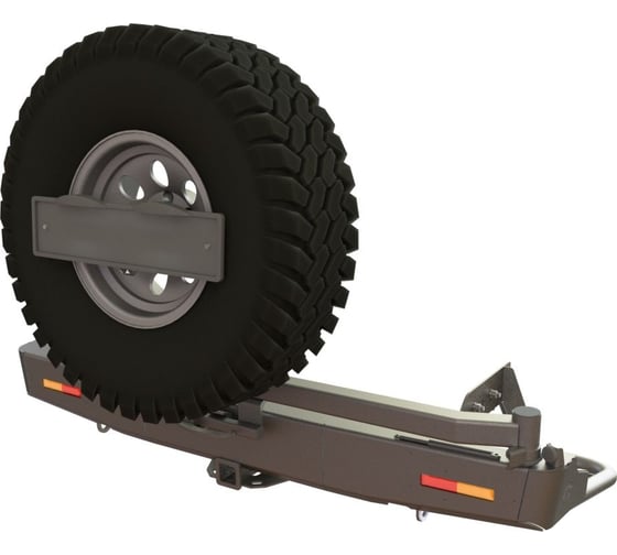 Изображение товара Бампер силовой задний STC Mitsubishi L200 2019+ с квадратом под фаркоп, кронштейном крепления запасного колеса по центру, кронштейном крепления гос номера и дублирующими фонарями STC-ML200/19-BR-C1-L1