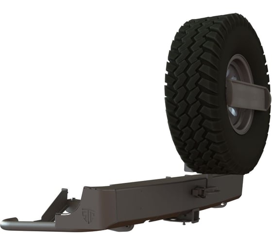 Изображение товара Бампер силовой задний STC Toyota Hilux 2015+ с квадратом под фаркоп, кронштейном крепления запасного колеса по центру и кронштейном крепления гос номера STC-TH15-BR-C1