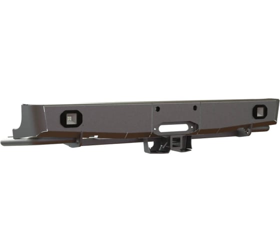 Изображение товара Бампер силовой задний STC Toyota Hilux 2015+ с квадратом под фаркоп, площадкой под лебедку и фарами заднего хода/ПТФ STC-TH15-BR-W-L2