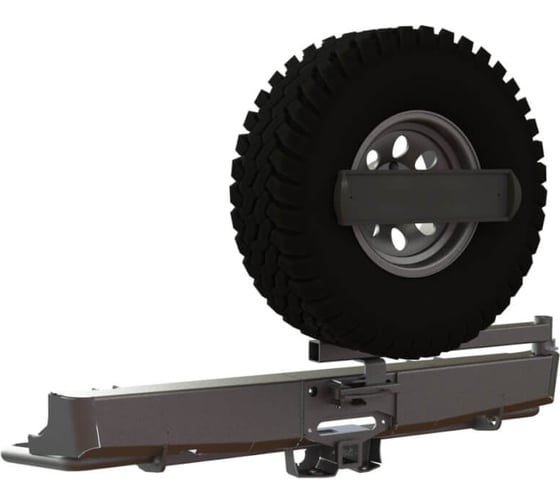 Изображение товара Бампер силовой задний STC Toyota Hilux 2015+ с квадратом под фаркоп, площадкой под лебедку, кронштейном крепления запасного колеса по центру и кронштейном крепления гос номера STC-TH15-BR-W-С1