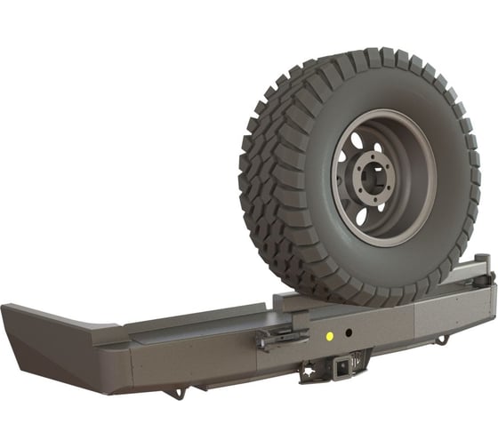 Изображение товара Бампер силовой задний STC Toyota Land Cruiser 80 с квадратом под фаркоп, кронштейном крепления запасного колеса по центру и кронштейном крепления гос номера STC-TLC80-BR-C1