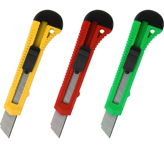 Изображение товара Нож канцелярский Staff 18 мм КОМПЛЕКТ 2 шт + 1 шт В ПОДАРОК, фиксатор, блистер, EVERYDAY 238769