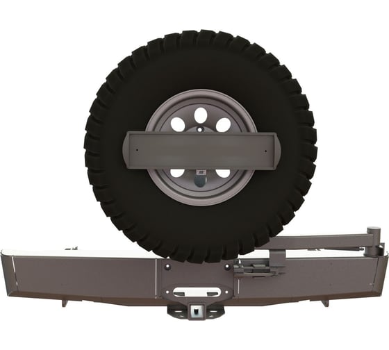 Изображение товара Бампер силовой задний STC Toyota Hilux 2005-2014 с квадратом под фаркоп, площадкой под лебедку,кронштейном крепления запасного колеса по центру и кронштейном крепления гос номера STC-TH05-BR-W-С1