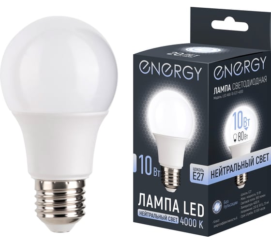 Изображение товара Лампа светодиодная Energy LED А60-10-E27-4000 109308