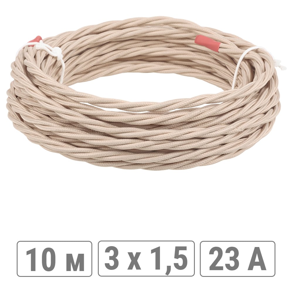 Изображение товара Электрический кабель TDM ELECTRIC Эко 3x1,5 витой ГОСТ бежевый 10м