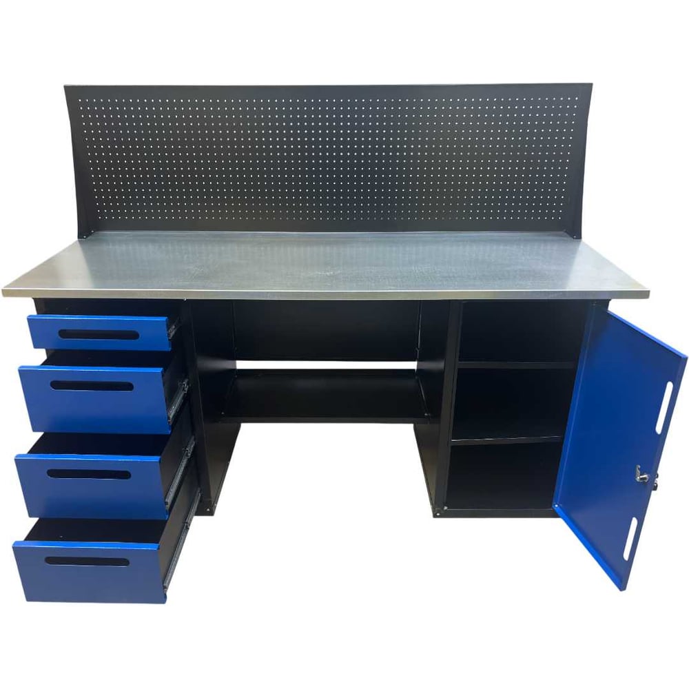 Изображение товара Верстак двухтумбовый Great Wolf 4 ящика с экраном 1800x700 синий