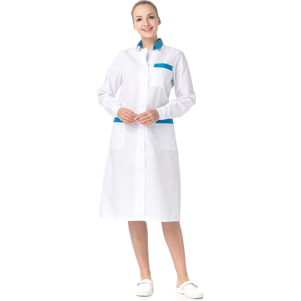 Изображение товара Женский халат ИВАРУС Комфорт 60-62 белый васильковый для дома и отдыха