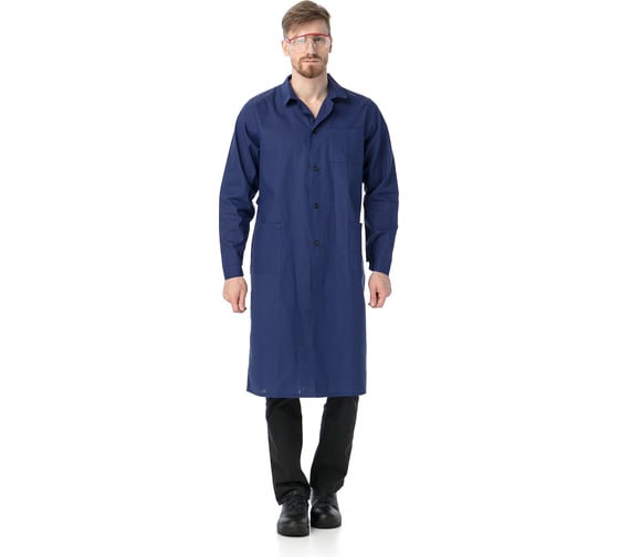 Изображение товара Халат мужской хлопчатобумажный ИВАРУС синий, размер 52-54, рост 182-188 277, 52/182