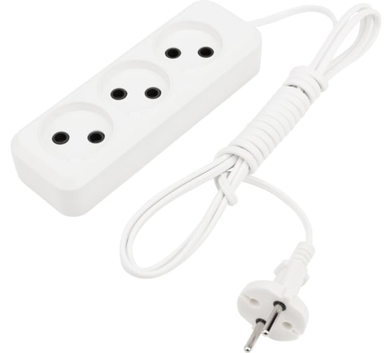 Изображение товара Удлинитель REXANT 3 гнезда, 3 м, 2х0.75 мм2 белый Россия 11-8733