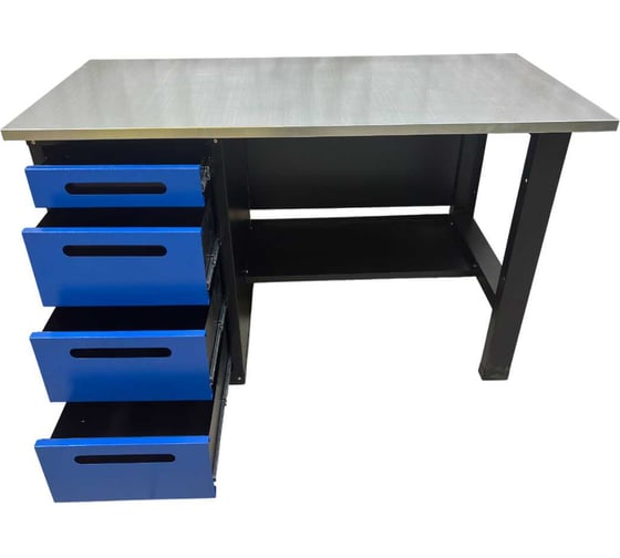 Изображение товара Верстак однотумбовый Great Wolf 4 ящика, синий 1400x700 GWT-V1400BL