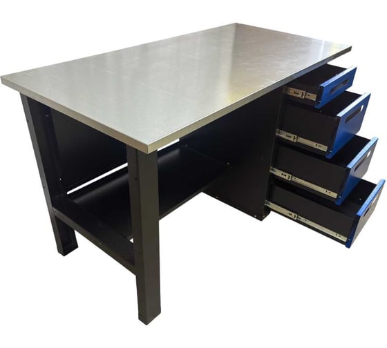 Изображение товара Верстак однотумбовый Great Wolf 4 ящика, синий 1400х700 GWT-V1400B